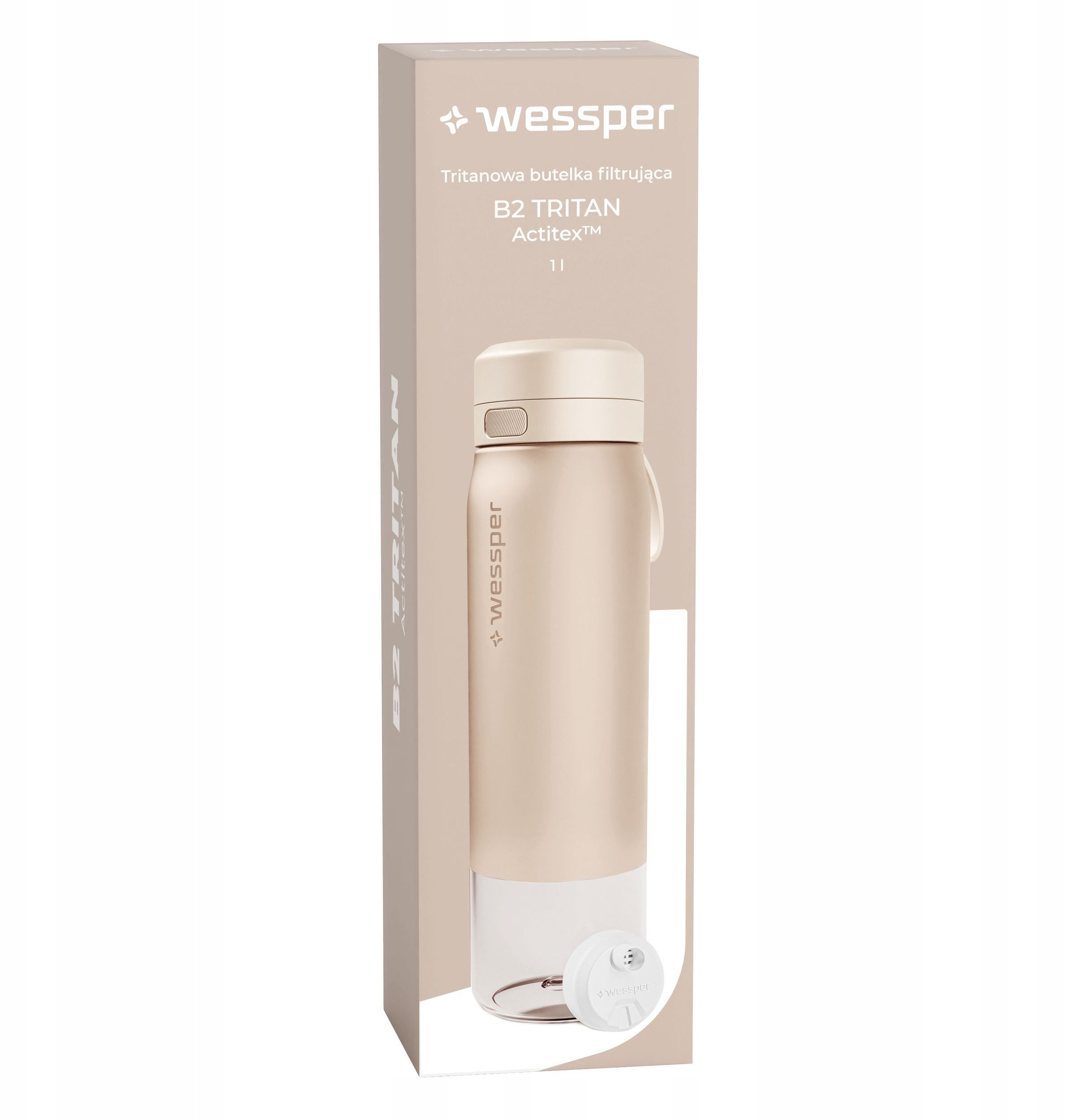 Butelka filtrująca Wessper B2 TRITAN Actitex™ 1000ml Beige (WES273-1000-BG_K)
