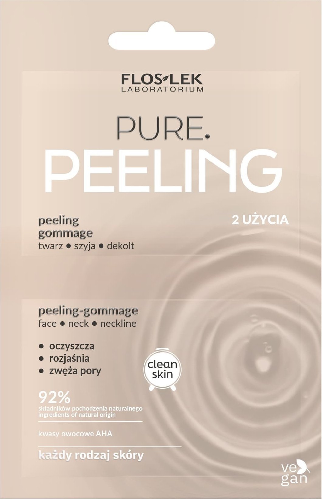 Floslek FLOSLEK Clean Skin Peeling Gommage Pure na twarz,szyję i dekolt - każdy rodzaj skóry 2x4ml