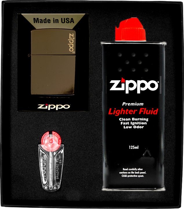 Zestaw ZIPPO Zapalniczka BROWN MATTE LOGO Prezentowy No1