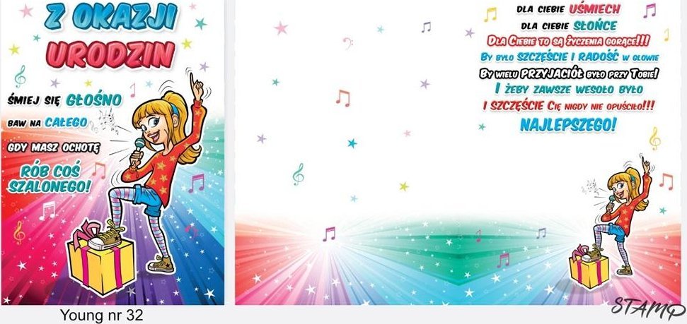 Stamp Karnet Young B6 + koperta wzór nr 32 Urodziny