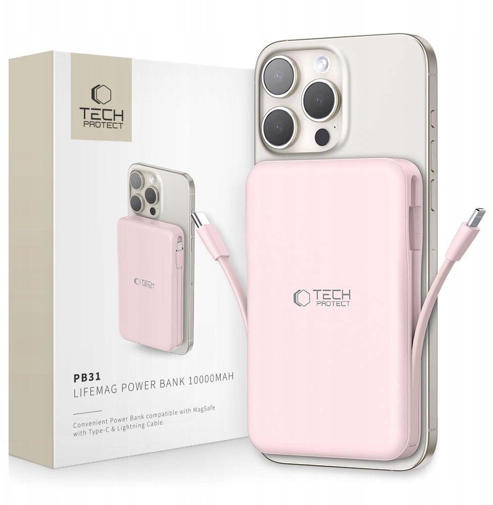 TECH-PROTECT PB31 LIFEMAG MAGSAFE POWER BANK 10000MAH PINK
