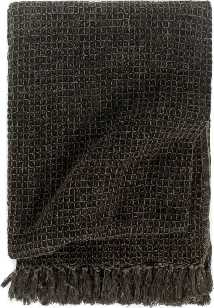 vidaXL Bawełniana narzuta, 125 x 150 cm, antracytowo-brązowa