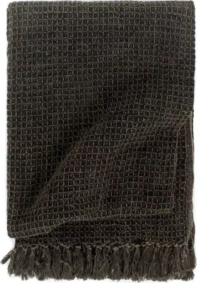 vidaXL Bawełniana narzuta, 125 x 150 cm, antracytowo-brązowa