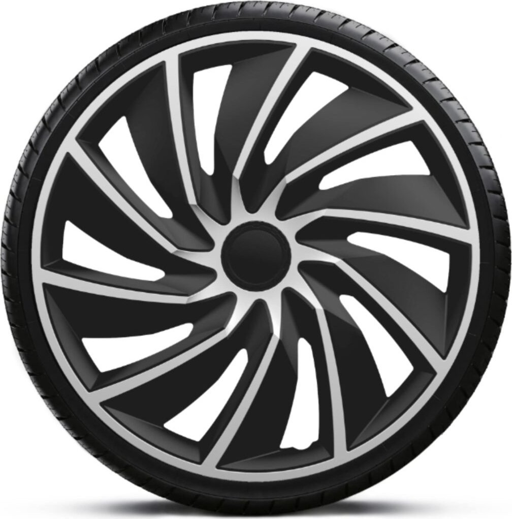 Komplet kołpaków na felgi stalowe Turbo Silver Black 15 cali