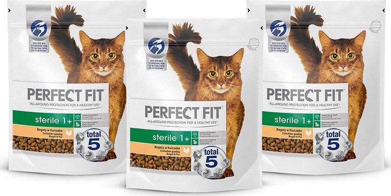 Perfect Fit PERFECT FIT (Sterile 1+) 3 x 750g Bogaty w Kurczaka - sucha karma dla kotów po sterylizacji