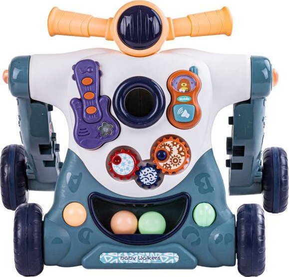 Chodzik Edukacyjny 3w1 Pchacz Hulajnoga Jeździk Niebieski Przecena 1