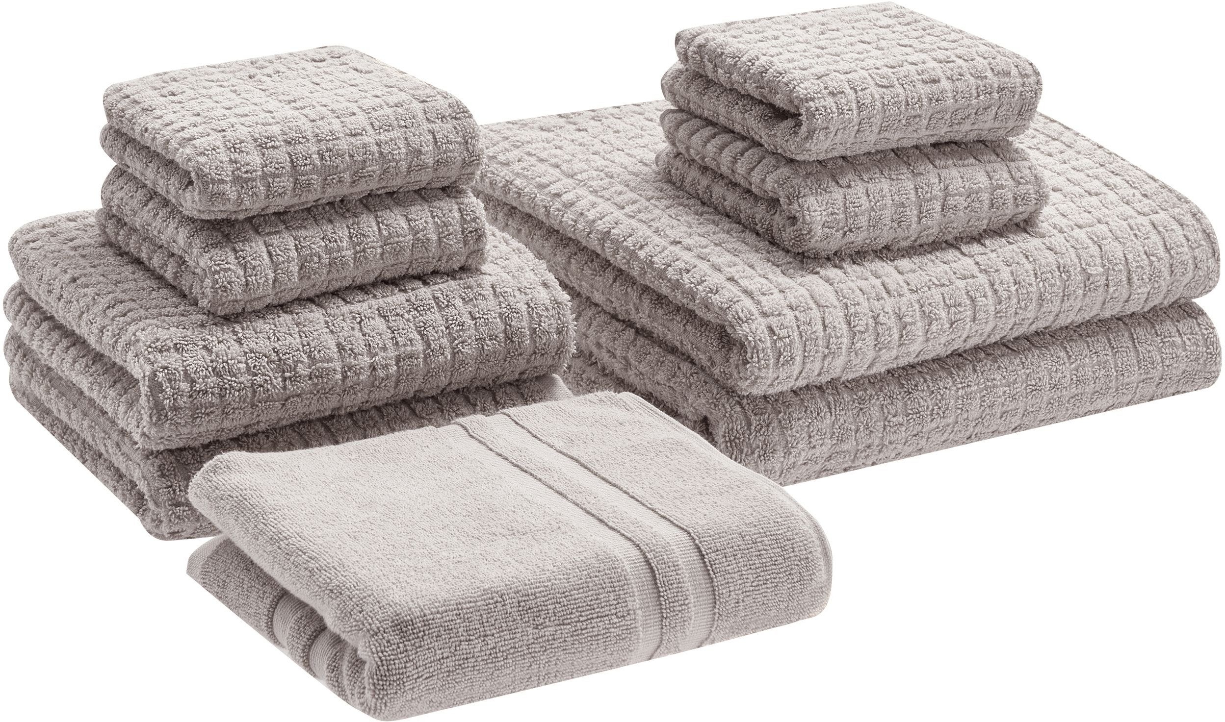 Komplet 9 ręczników ATAI Bawełna Jasnoszary