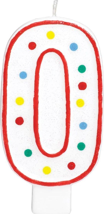 AMSCAN Świeczka cyferka w kropeczki zero 0 - 13 cm - 1 szt. uniwersalny