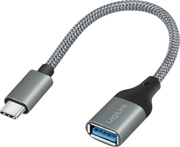 Kabel USB LogiLink USB-C - USB-A 0.15 m Szary (CU0106)