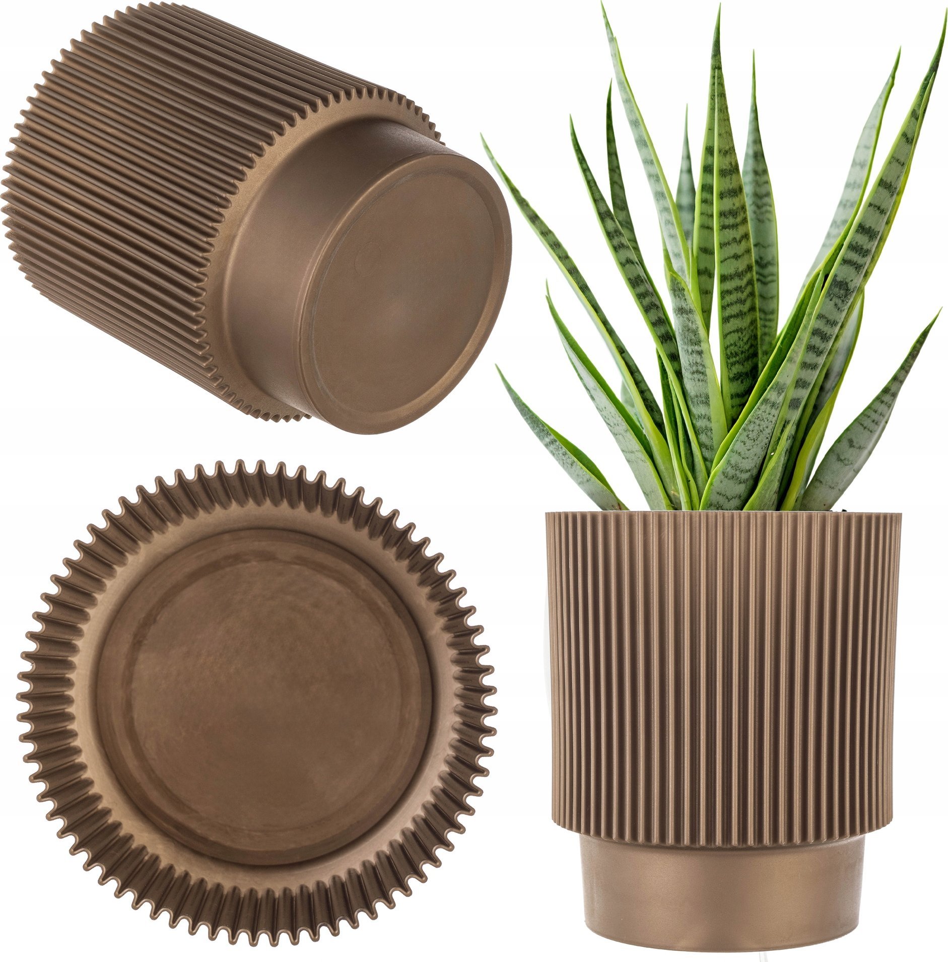 KADAX Doniczka Donica Na Kwiaty 15cm Osłonka Rośliny Kwietnik Plastikowa Złoty