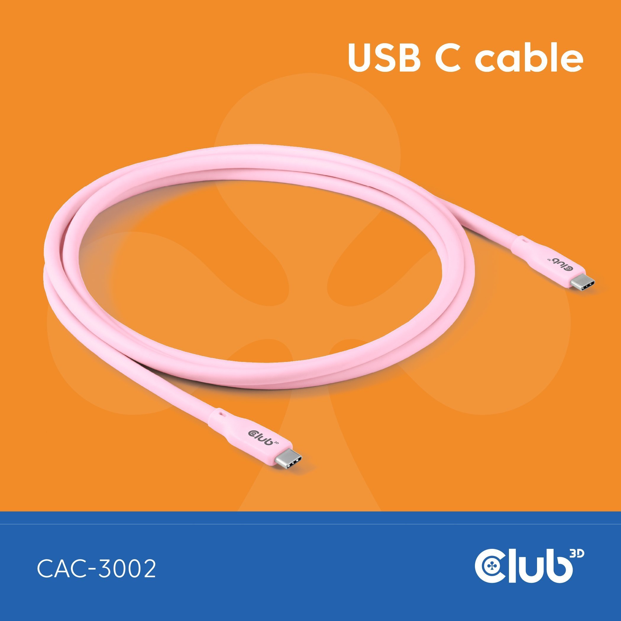 Club 3D Club3D Lifestyle USB-C Kabel PD 240W,20Gbps 2m pink St/St retail