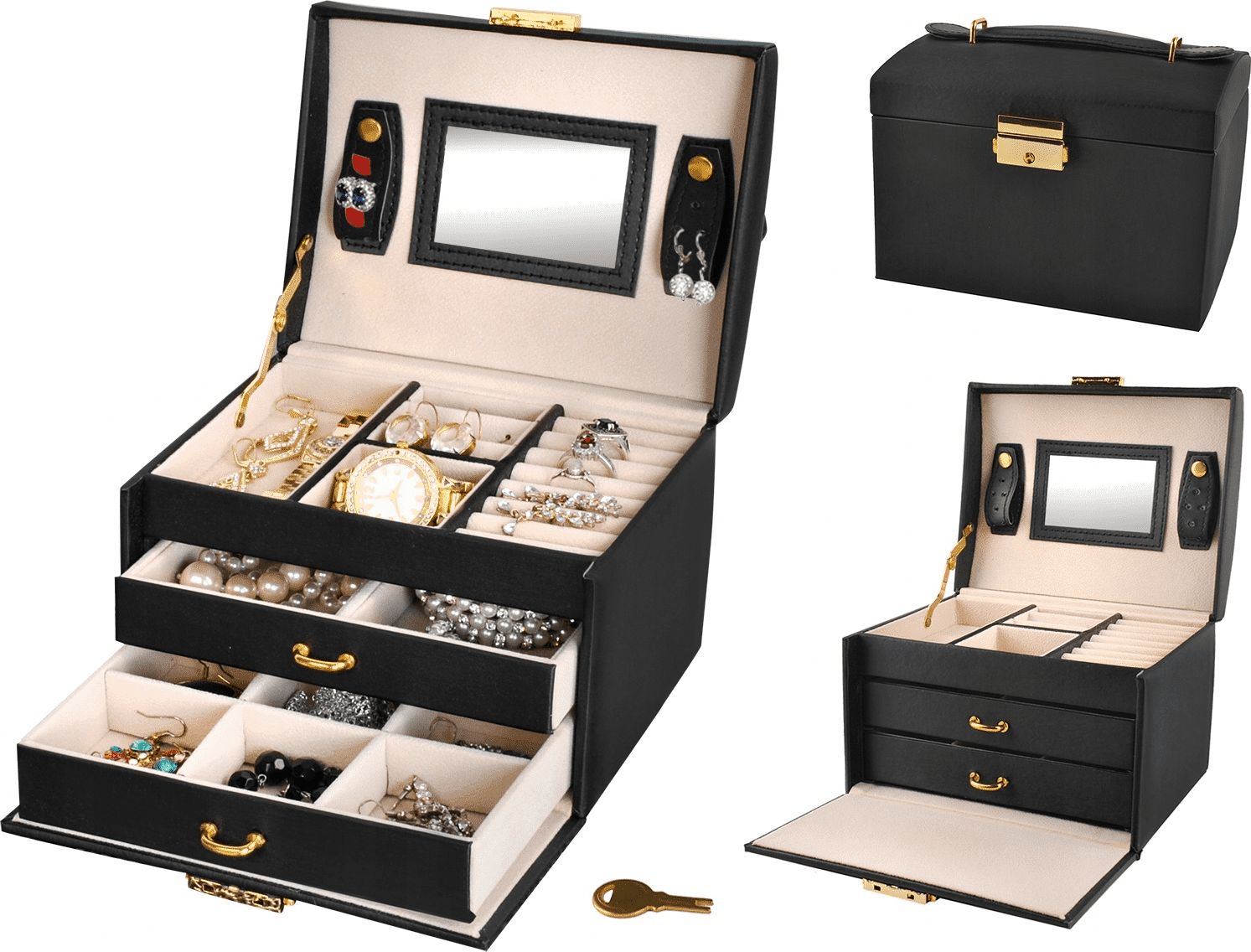 Iso Trade Szkatułka/ kuferek na biżuterię - czarny uniwersalny