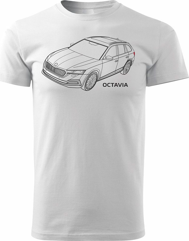 Topslang Koszulka z samochodem Skoda Octavia męska biała REGULAR S