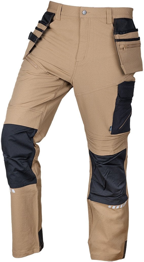 Spodnie robocze Mix&Match, 4 way stretch, z kaburami, Cordura, beżowo-czarne, rozmiar XL