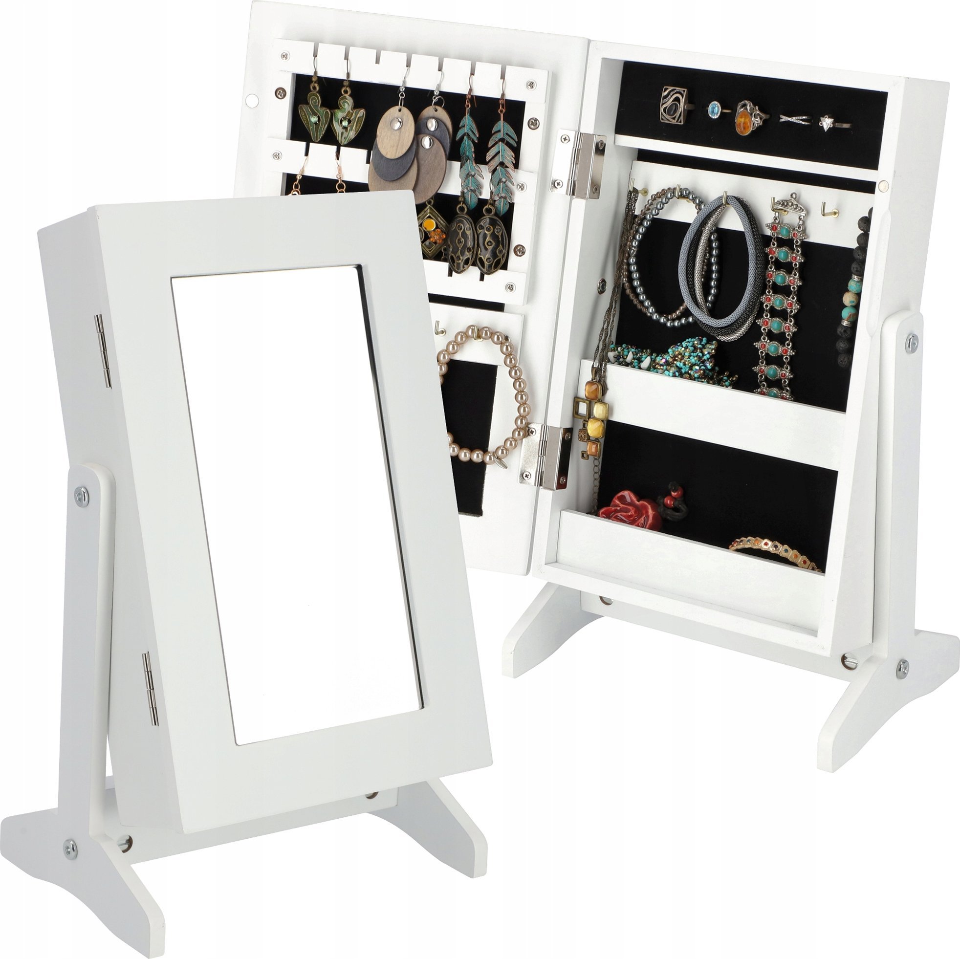 Kadax Toaletka Szafka Na Biżuterię Z Lustrem Biała