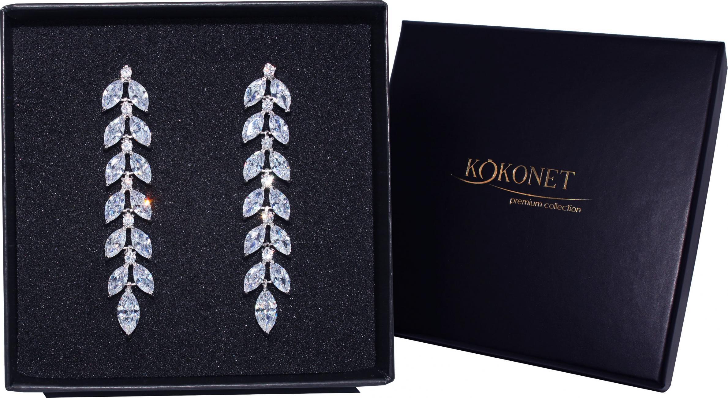 KOKONET Kolczyki srebrne ślubne swarovski błyszczące boho