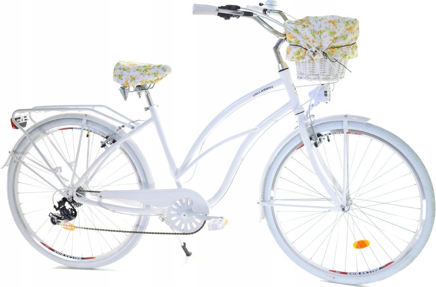 Dallas Bike Rower Dallas Cruiser 28" 7spd Lady Alu - biały z koszem i wyściółką