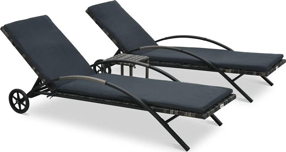 Elior Zestaw antracytowych leżaków do ogrodu - Tomis