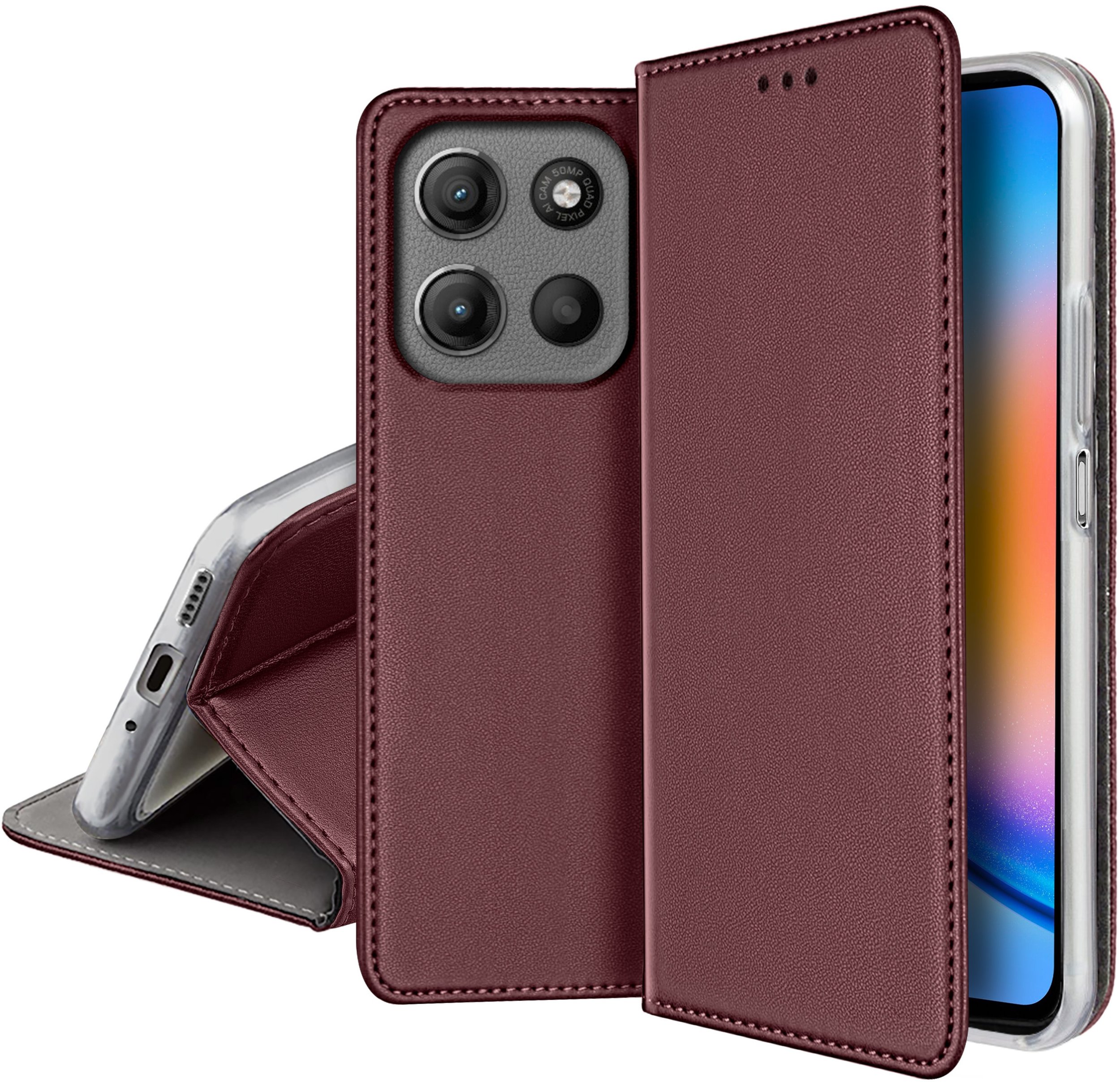 ETUI SKÓRZANE do MOTOROLA MOTO G15 | G15 POWER MAGNETYCZNE BOOK + SZKŁO