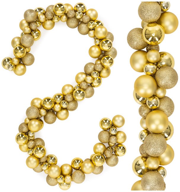 Girlanda świąteczna 160 cm łańcuch z bombek 130 szt. złote UNIWERSALNY