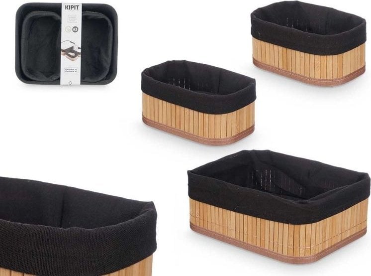 Kipit Koszyki do łazienki bambusowe VIVID, 3 sztuki
