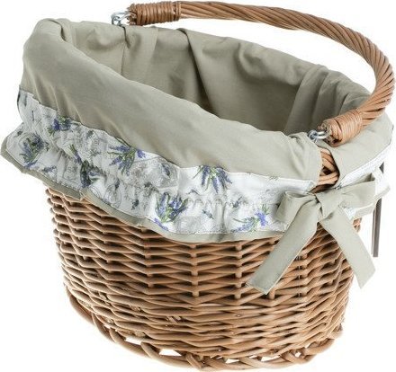 WickerPL Wiklinowy Kosz Rowerowy z Obszyciem w naturalnym kolorze 40x33 H22/30 cm