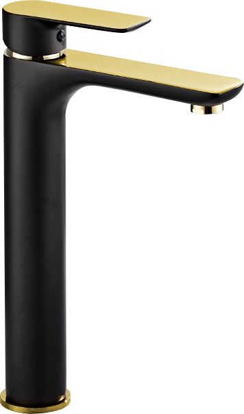 Bateria umywalkowa Mexen Alfa stojąca czarny mat + złoto