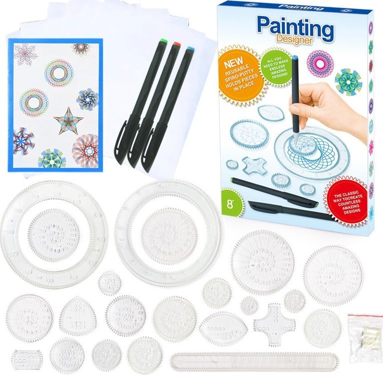 Zaxer Spirograf 22 elementy, zestaw kreatywny do rysowania, DIY