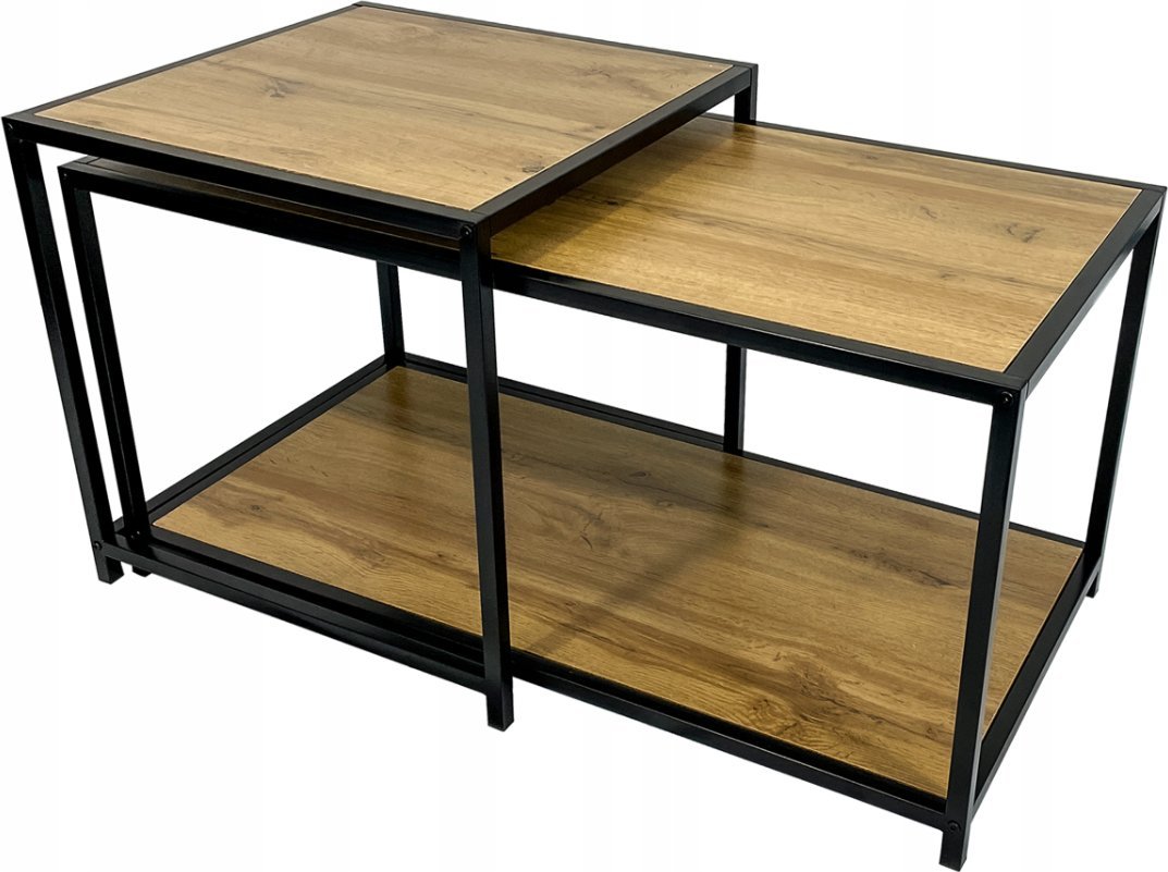 kontrast Stoliki kawowe zestaw stolików loft 90x45 , 50x50 dąb