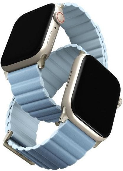 UNIQ pasek Revix Premium Apple WatchSeries 1/2/3/4/5/6/7/8/9/SE/SE2 38/40/41mm Edition Reversible Magnetic Leather biało-niebieski/arctic-soft blue