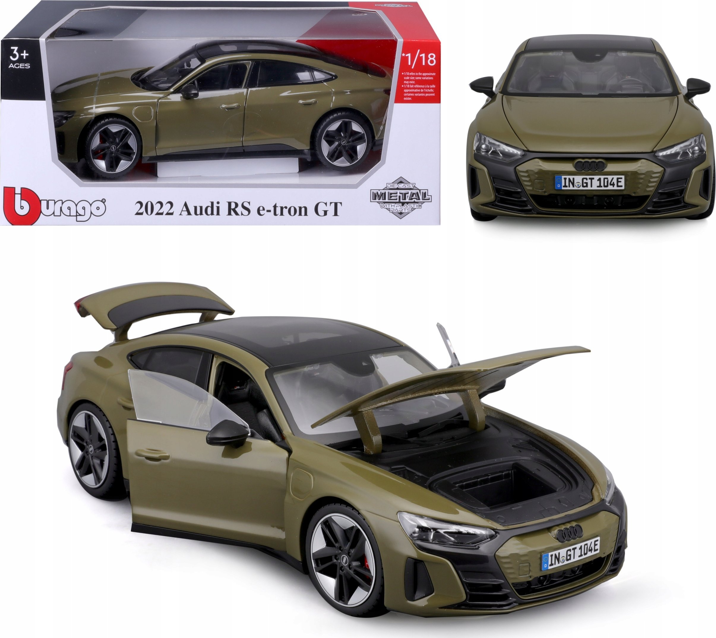 Bburago 2022 Audi RS E-Tron GT Green 1:18 BBURAGO