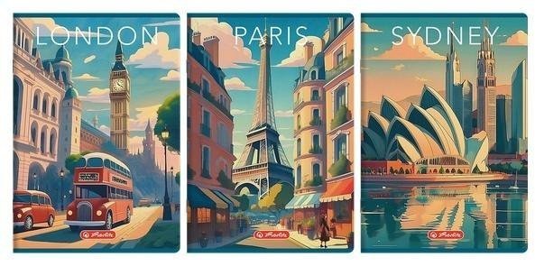 Herlitz Zeszyt A4/96K kratka z marginesem Retro (5szt)