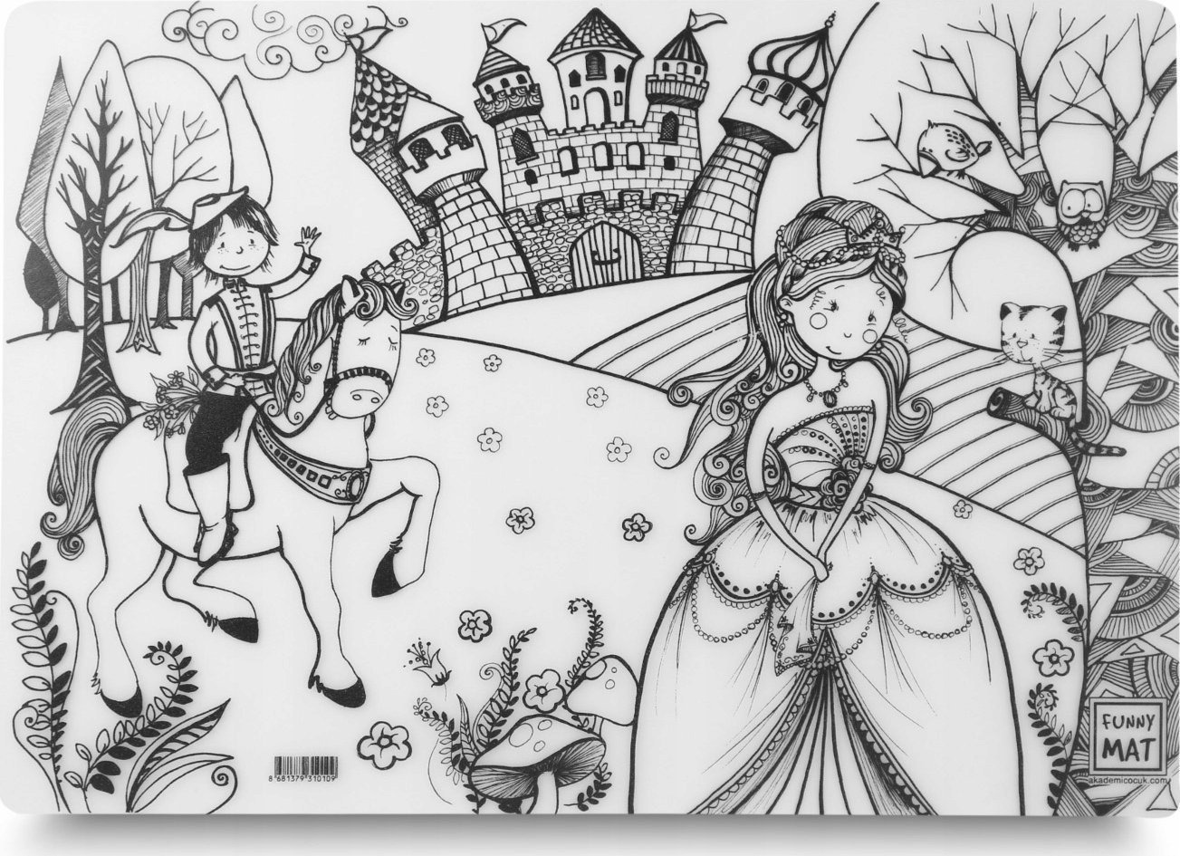 vidaXL Mata transparentna Ksi±żę i Księżniczka Funny Mat