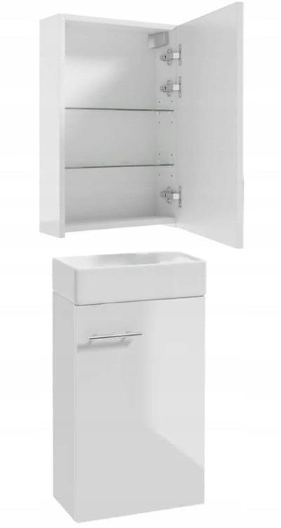 Zestaw szafka łazienkowa z umywalką 60x40+szafka łazienkowa z lustrem 40x60 Napoli