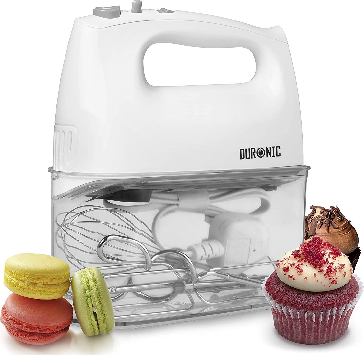 Wiertło Duronic Duronic HM4 WE Mikser ręczny z koszem na wiertła | robot kuchenny | łatwy w przechowywaniu | z funkcją turbo | 400 W