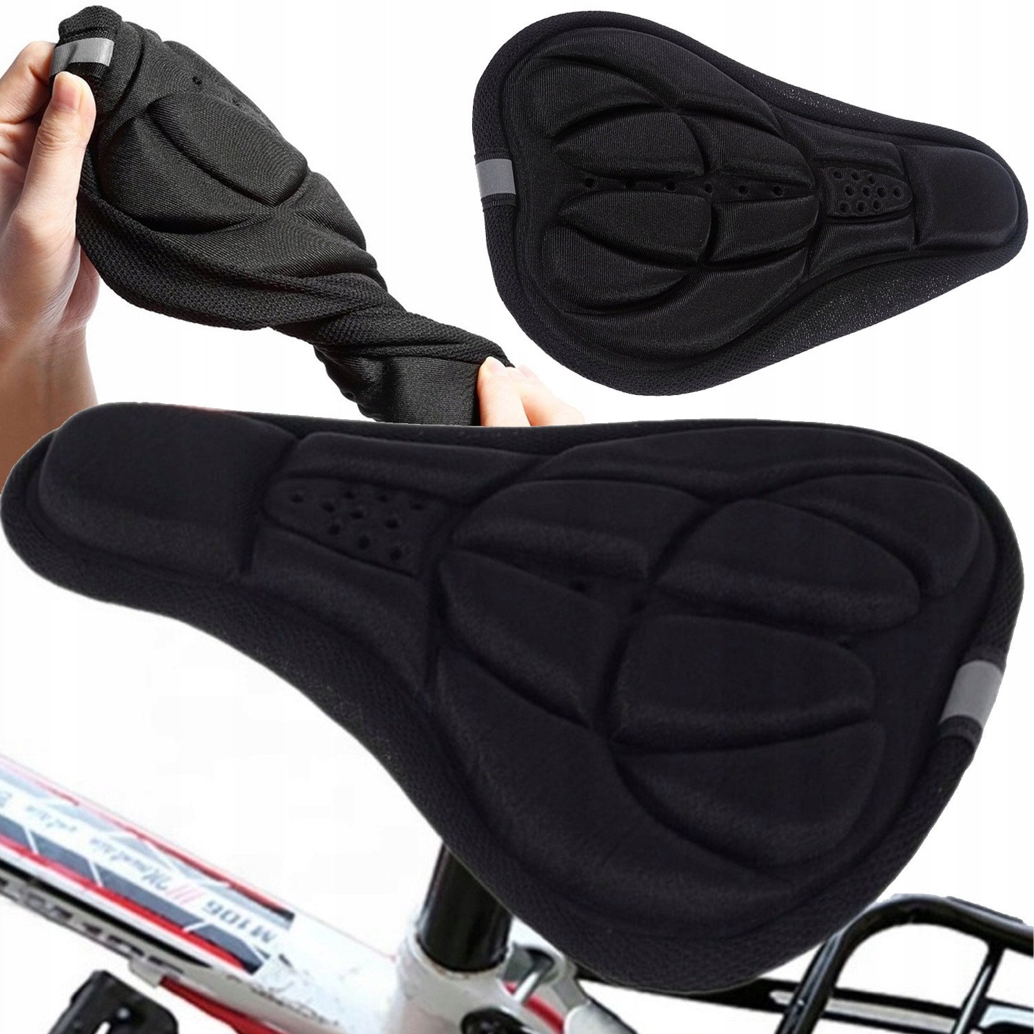 Nakładka Żelowa na Siodełko Rowerowe Pokrowiec Rowerowy Czarny Miękki Żel