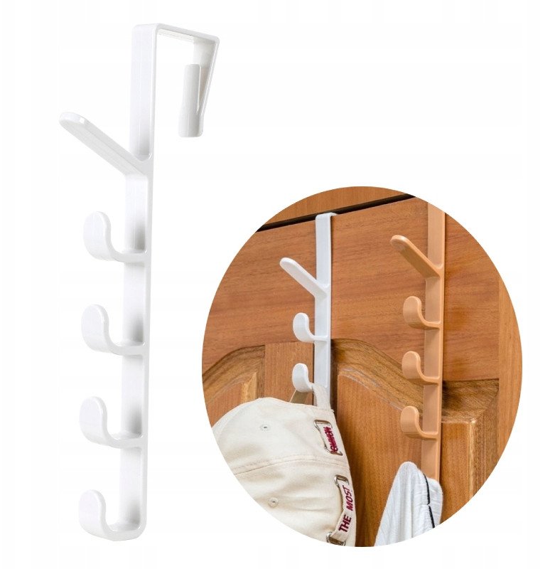 WIESZAK NA DRZWI Uniwersalny 5-miejscowy BIAŁY