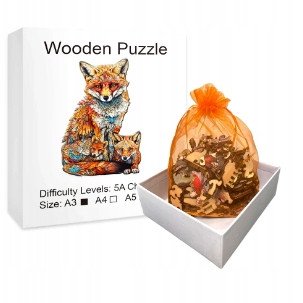 Puzzle Drewniane Wooden A3 dla dzieci i dorosłych 180 el. Rodzina Lisów