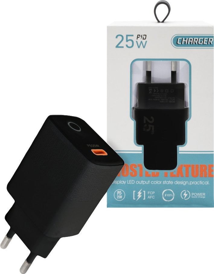 ECOBOX ŁADOWARKA SIECIOWA PAX TYP-C PD 25W LED CZARNA