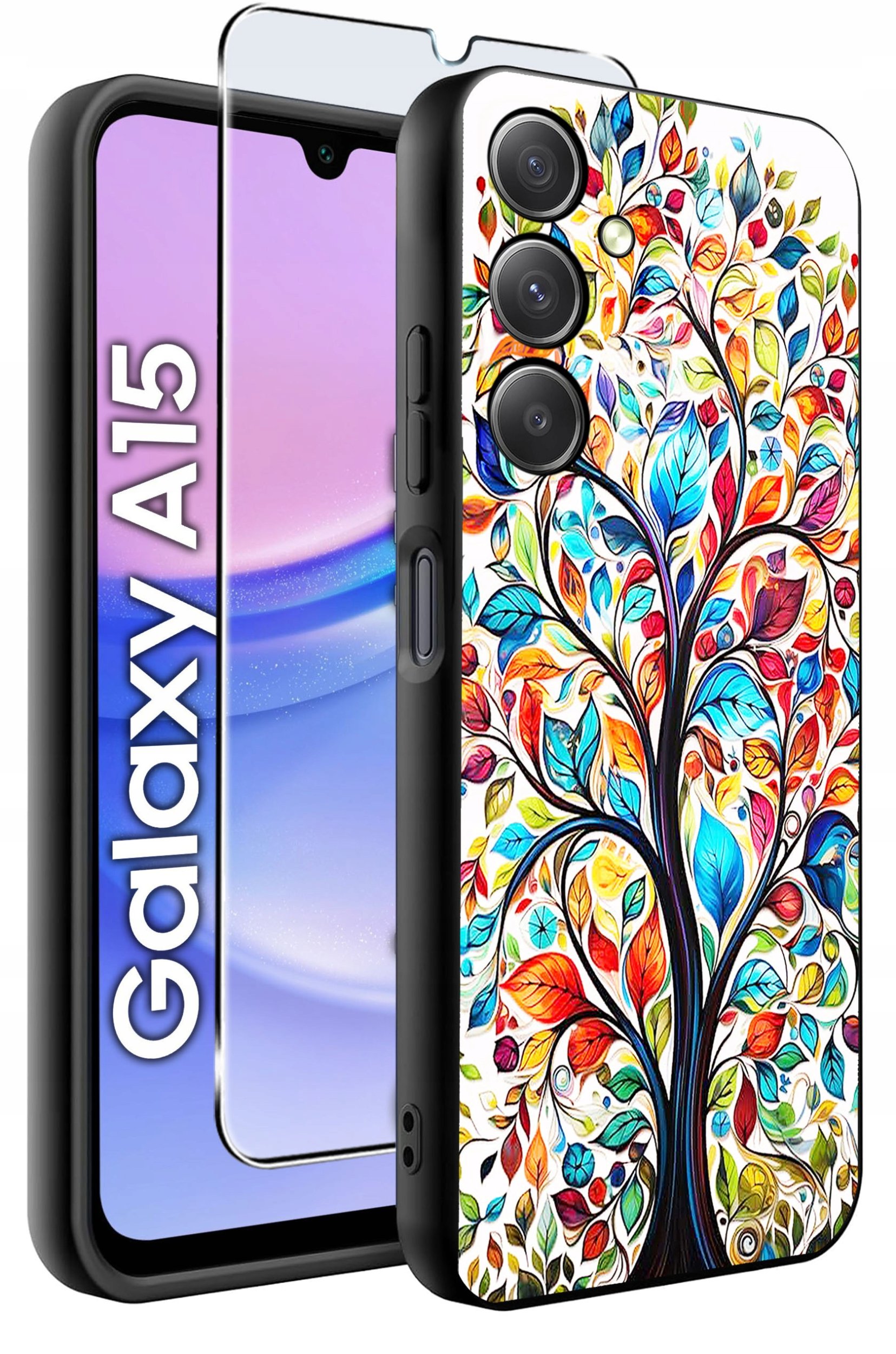 ETUI do Samsung A15 4G | 15 5G WZORY | SILIKONOWE MATT CASE + SZKŁO 9H