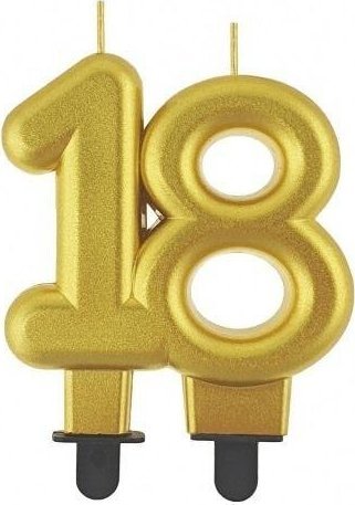 GoDan Świeczka cyferka 18 Beauty&Charm metalik złota 8cm