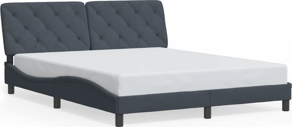 vidaXL vidaXL Rama łóżka z zagłówkiem, ciemnoszara, 160x200 cm, aksamitna
