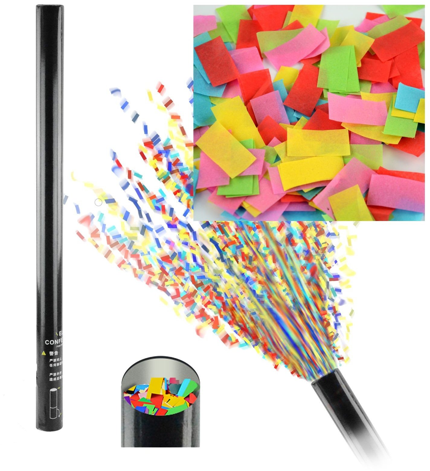 Tuba konfetti 80cm wyrzutnia ręczna konfetti kolorowe Firefog one size