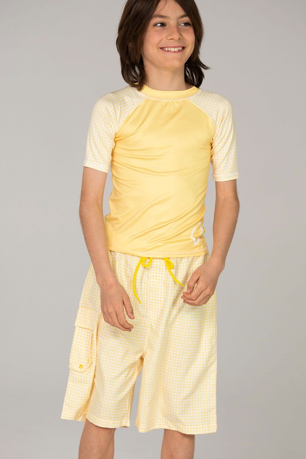 Spodenki uv dla chłopca 110-116, 5-6 lat, UPF 50+, Ducksday, Lemonade