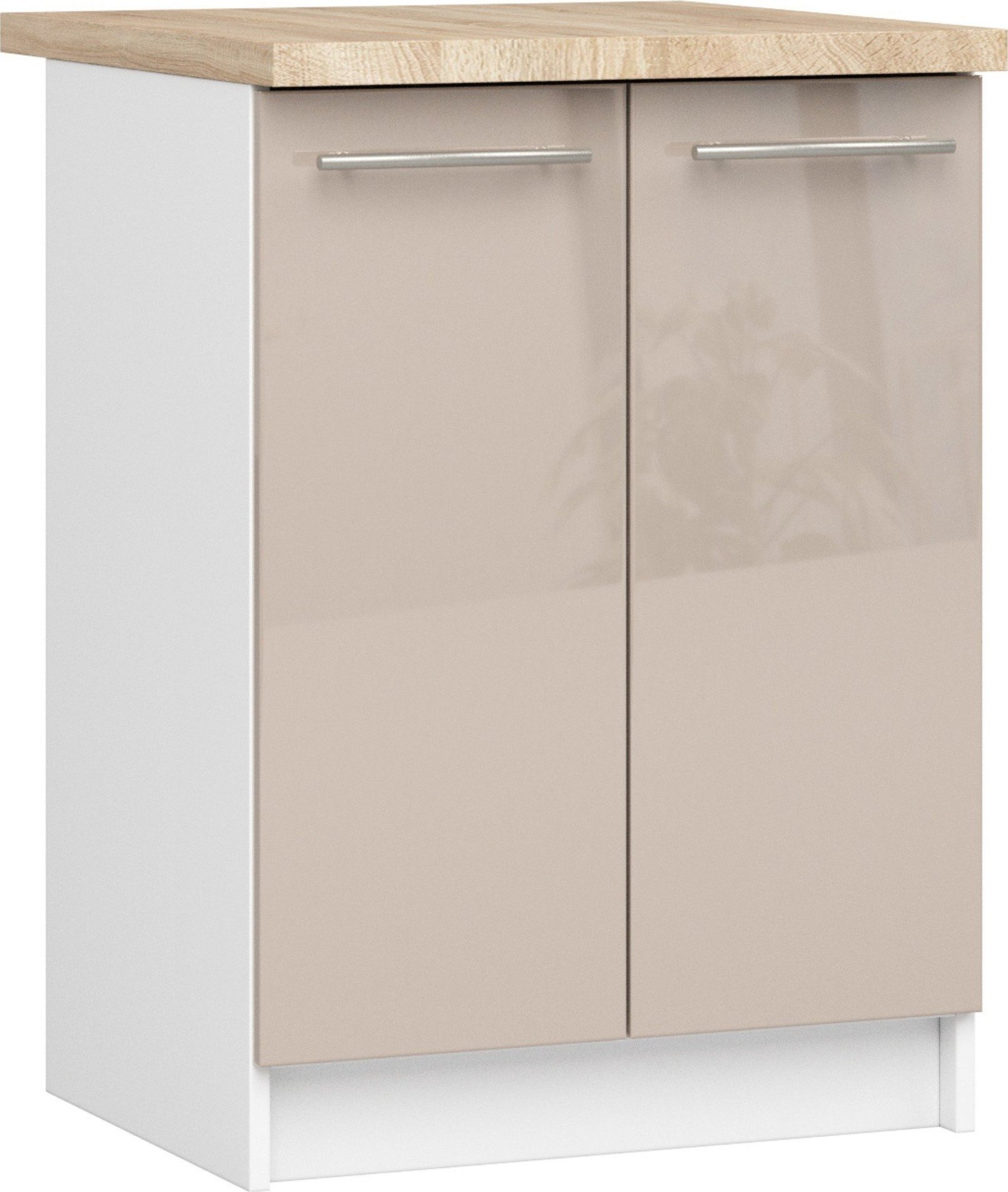 Fabryka Mebli Akord SZAFKA KUCHENNA OLIWIA S 60cm 2D + BLAT BIAŁA / CAPPUCCINO POŁYSK