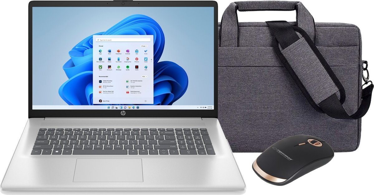 Zestaw HP 17-CN 7F8G5UA / Mysz / Torba / Intel i5-13 / 32GB / SSD 1TB / Intel Xe / FullHD / Win 11 / Srebrny