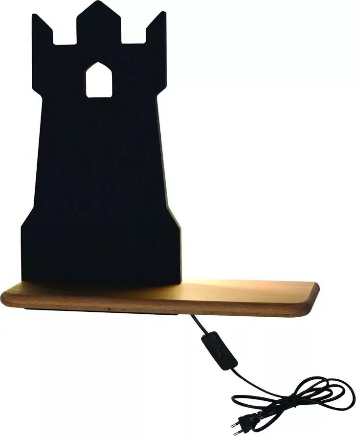 Lumes Czarna lampka dla dzieci w kształcie wieży z wtyczką - K026-Zizi