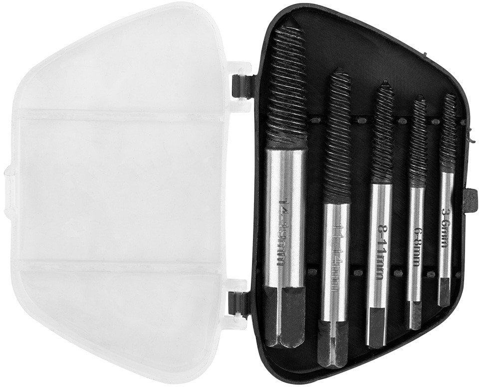 Wykrętaki do zerwanych śrub, 3-19 mm, zestaw 5 szt.