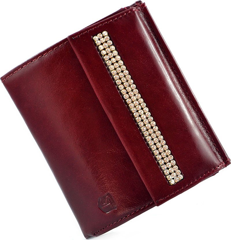 Swarovski SV 010 skórzany portfel z kamieniami swarovskiego ciemna czerwień SV 010