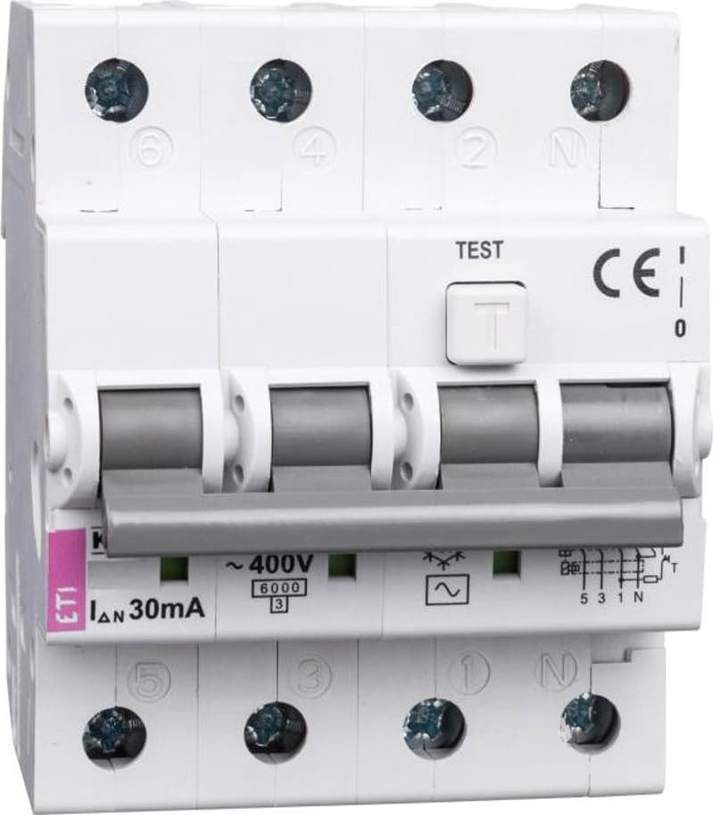 Eti-Polam Wyłącznik różnicowo-nadprądowy 4P 25A B 0,03A typ AC KZS-4M 002174006